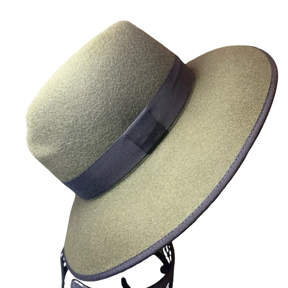 rag & bone Olive Green Wool Wide Brim Hat • Size M • Made in Spain - Picture 6 of 11